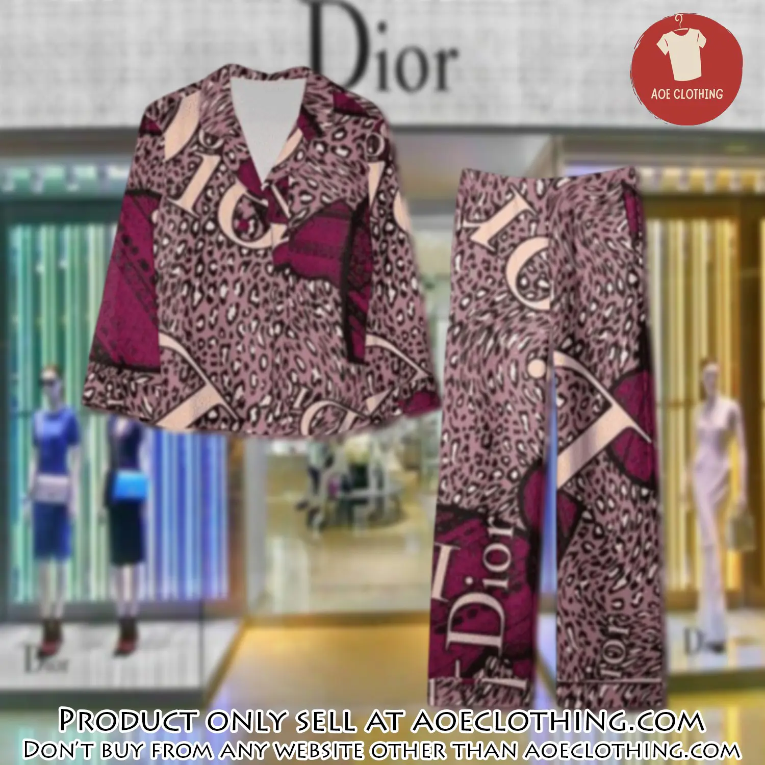 Trending luxury dior satin pajama set pjs1045 aoe2606599